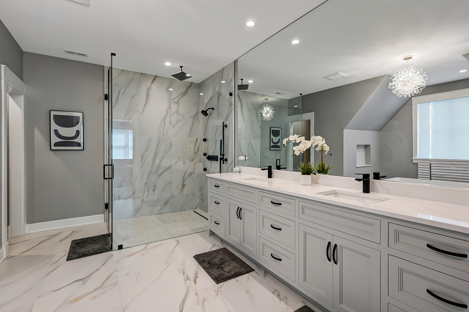 1205 Ridge Road Westmont, IL 60527 - Photo 14 of 25 a spacious bathroom with double sink shower and a mirror