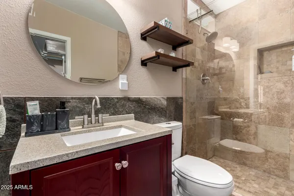 a bathroom with a shower