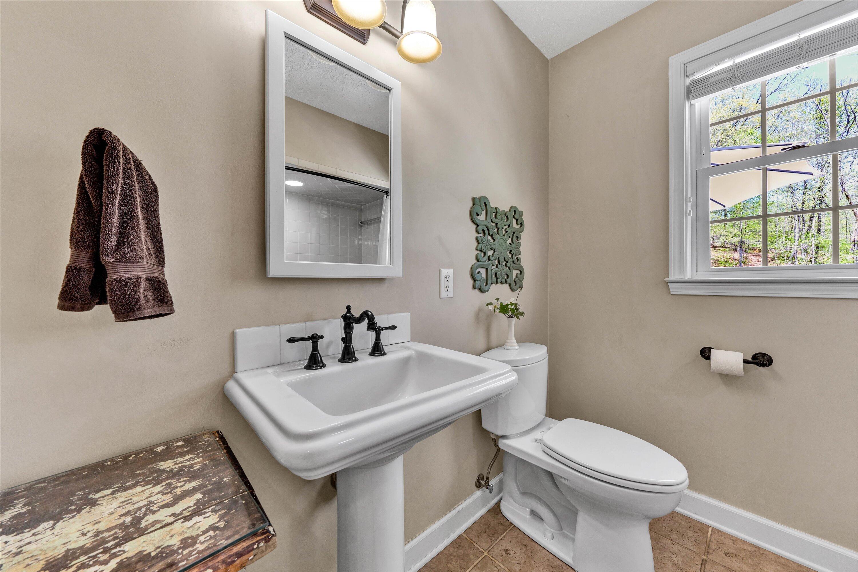 1186 Camp Jaycee Road Blue Ridge, VA 24064 - Photo 26 of 54 a bathroom with a toilet sink and mirror