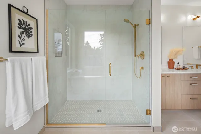 a bathroom with a shower