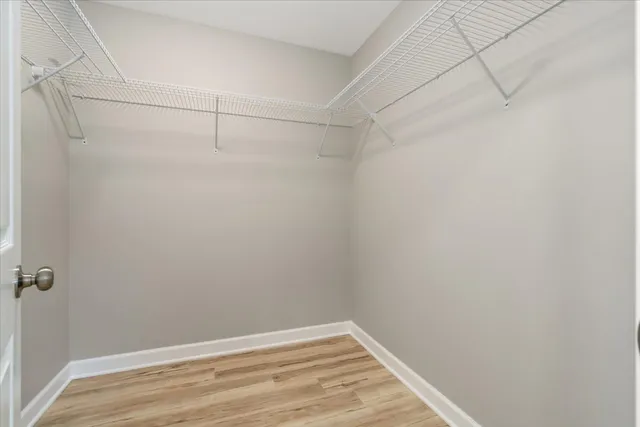 a view of a room with racks on the wall