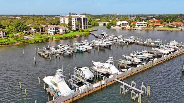 a view of water with boats and trees in the background