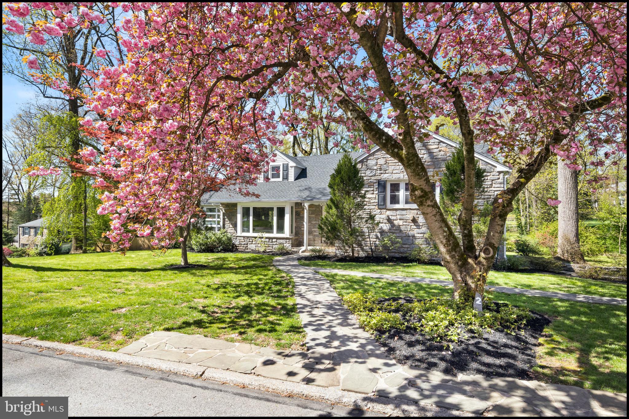 2 Princeton Road Wayne, PA 19087 - Photo 1 of 45 Beautiful Stone Facade and Mature Specimen Trees