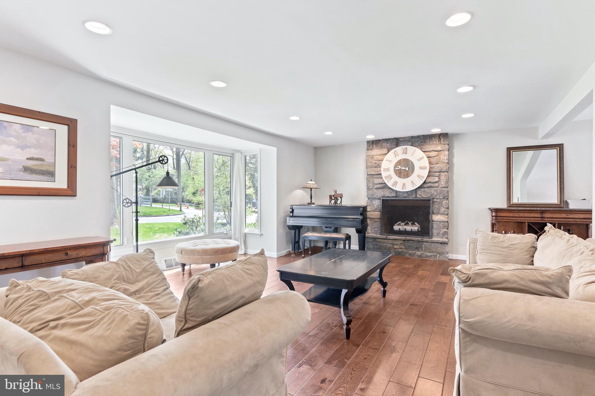 2 Princeton Road Wayne, PA 19087 - Photo 6 of 45 Beautiful Stone Floor to Ceiling Fireplace