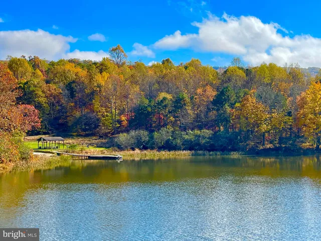 a view of a lake with a mountain