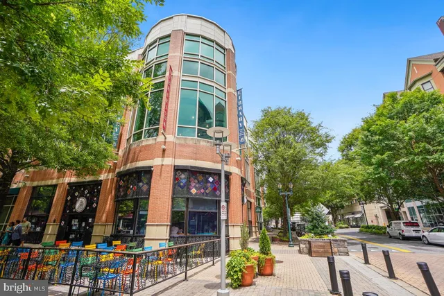 a view of a building with a large window