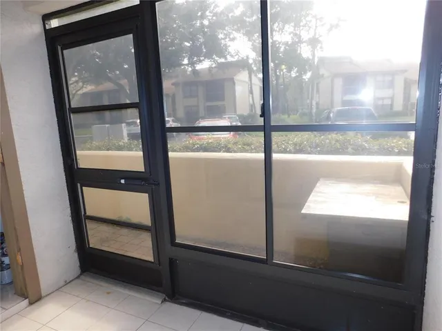 a view of a glass door