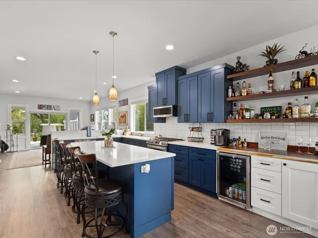 a kitchen with lots of counter top space