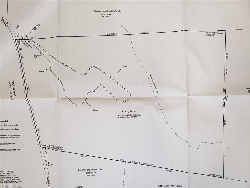 0 Baltimore Road East Bend, NC 27018 - Photo 29 of 29 Survey -- Baltimore Rd is running on left of survey