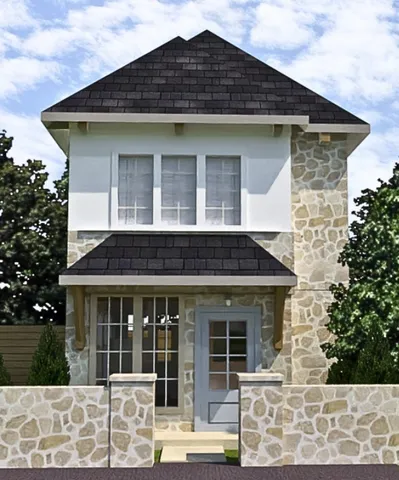 a front view of a house with garden