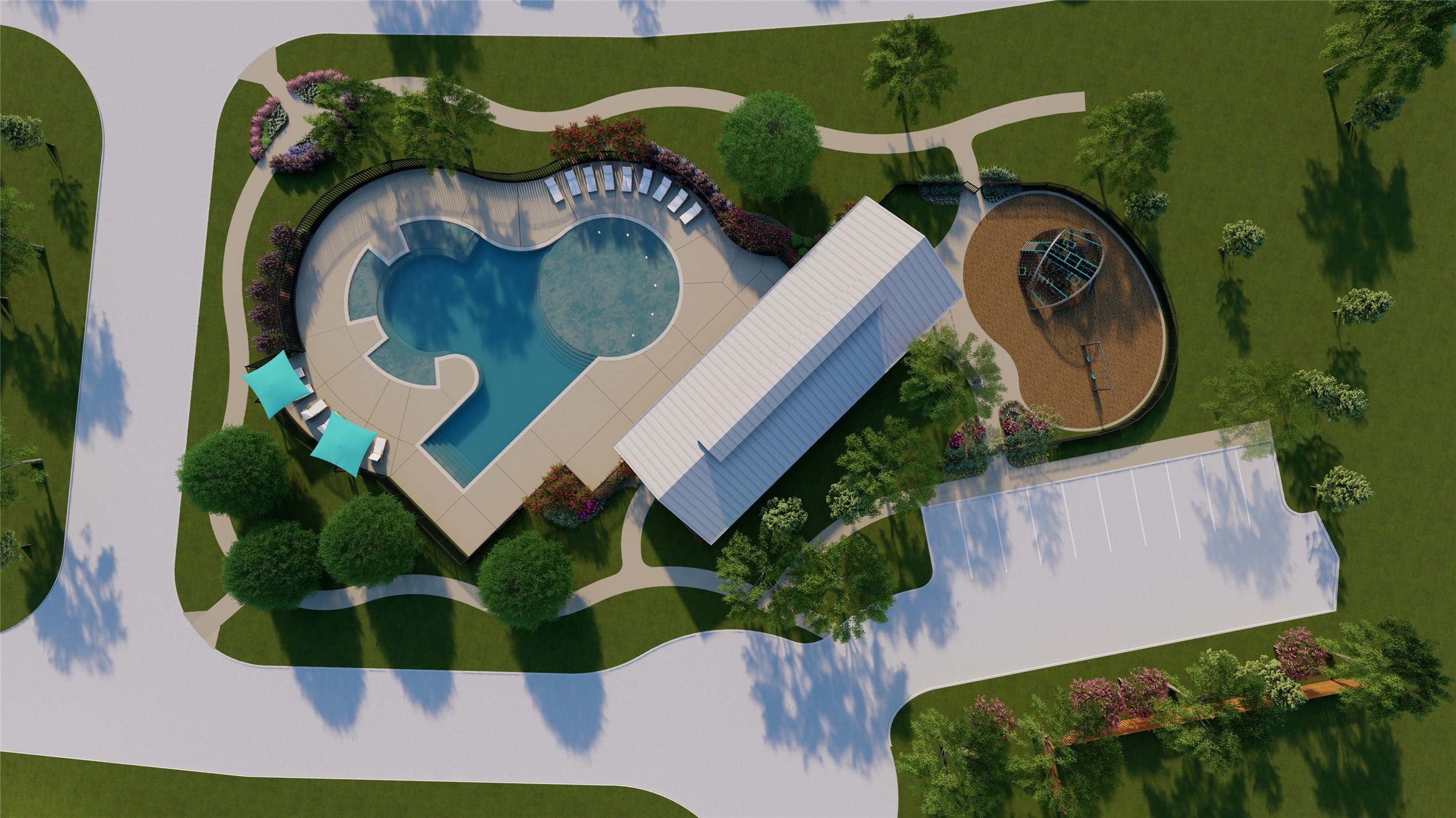 13646 Kit Run Splendora, TX 77372 - Photo 11 of 37 an aerial view of a house with garden space and swimming pool