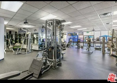a room with gym equipment