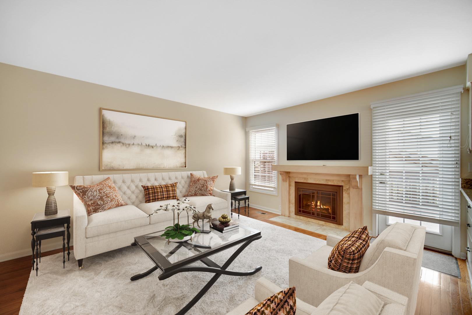 1130 Oakview Drive Wheaton, IL 60187 - Photo 11 of 25 a living room with furniture a flat screen tv and a fireplace