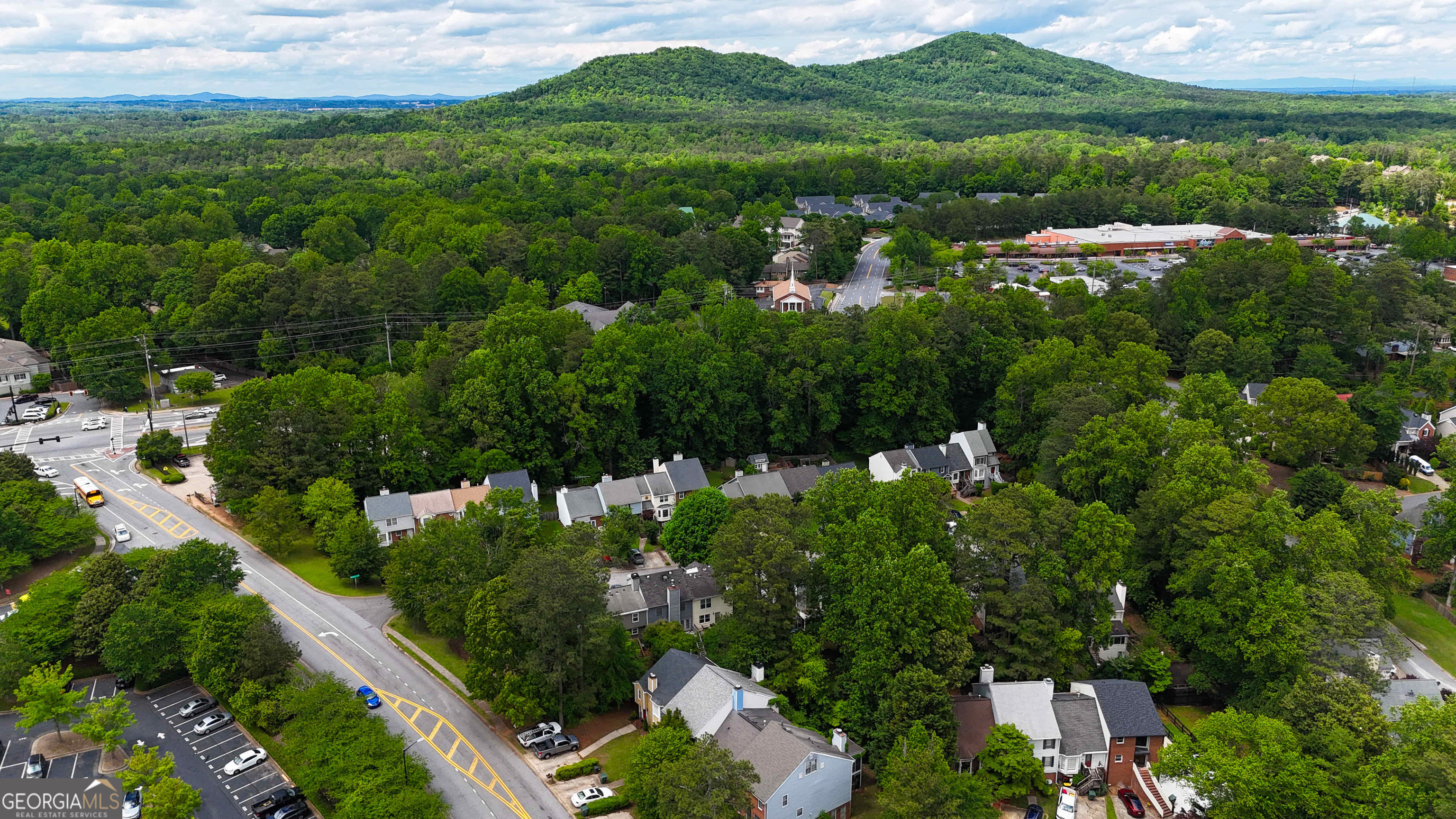 a view of a lake with a city