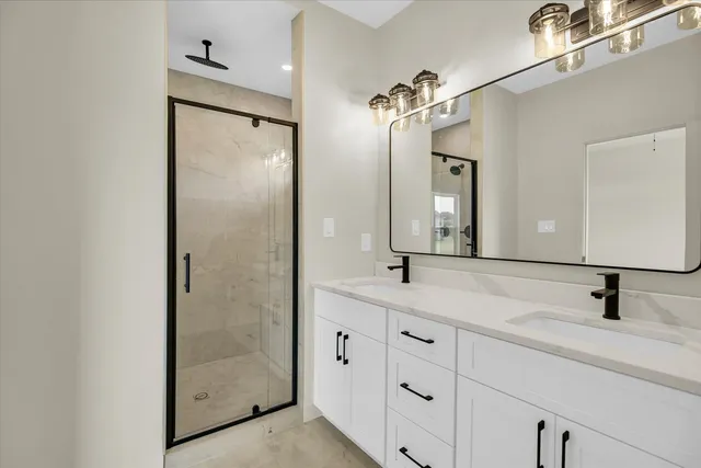 a bathroom with a shower