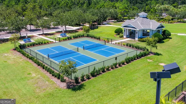 an aerial view of a house