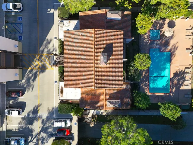 a view of a garden with swimming pool