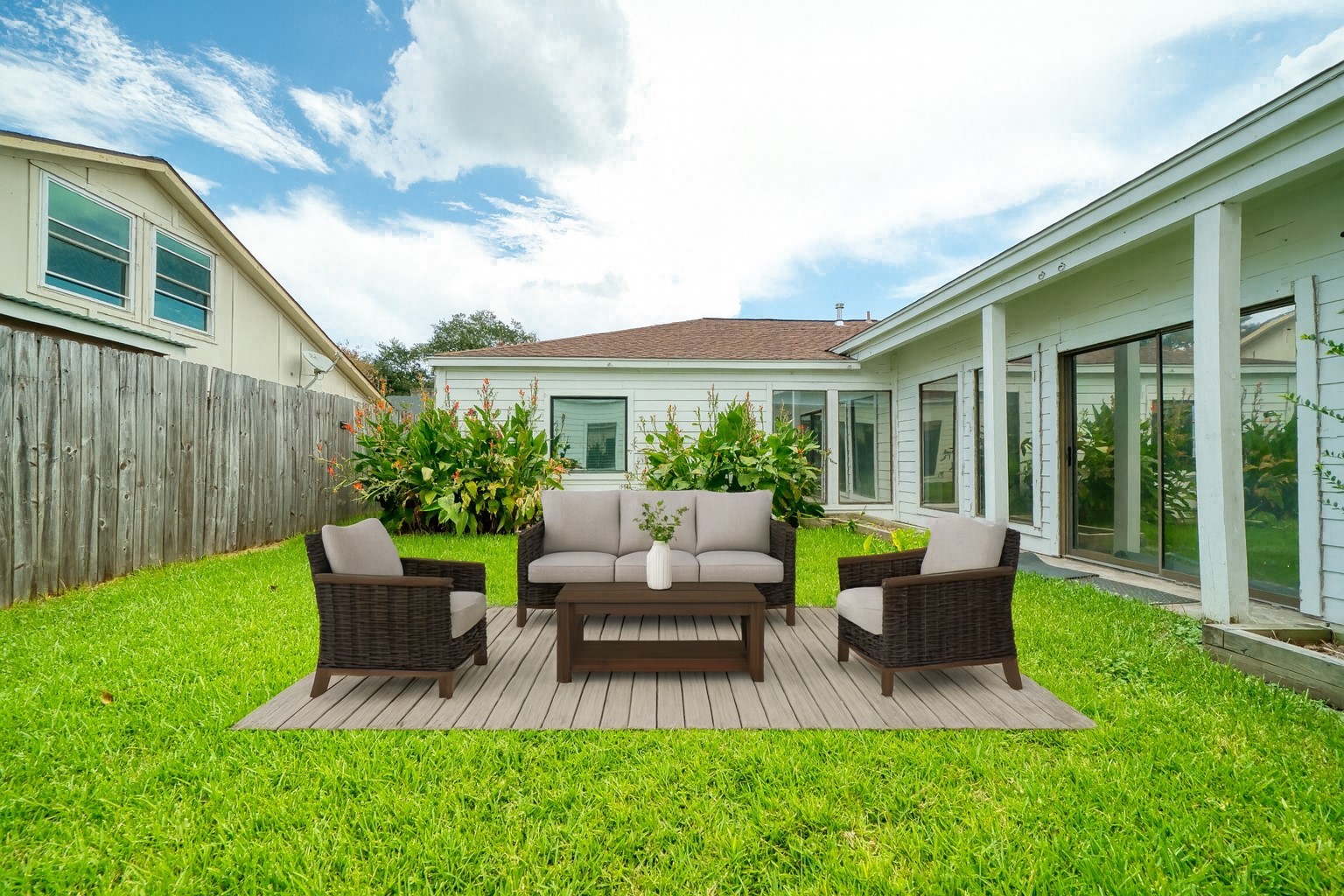 10919 Villa Lea Lane Houston, TX 77071 - Photo 41 of 45 a view of a house with backyard sitting area and garden