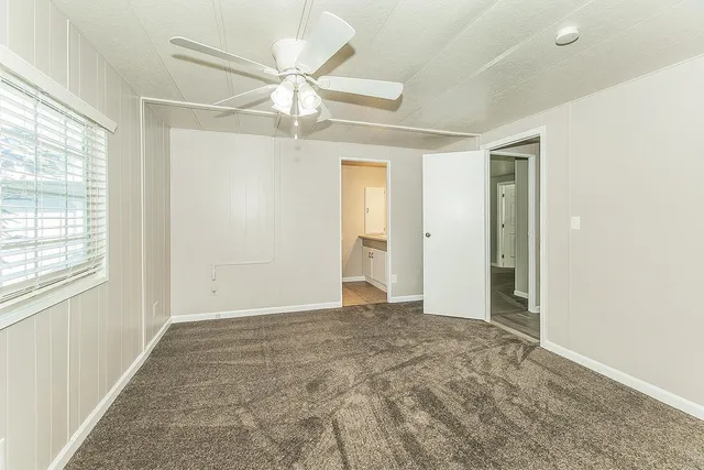 a room with a baby crib