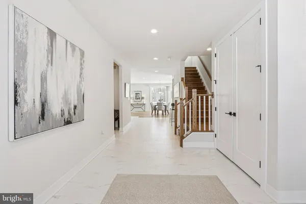 a view of a hallway with couch