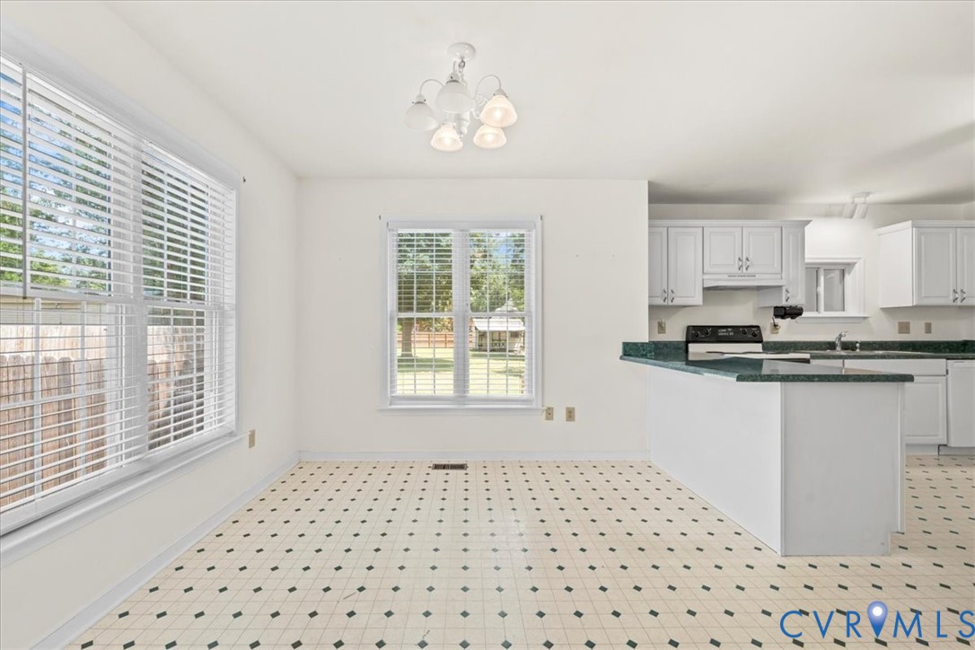 2924 Warfield Ridge Terrace Chester, VA 23831 - Photo 21 of 38 Kitchen and dining area featuring a white applianc