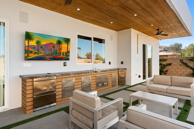 a view of the terrace with seating space