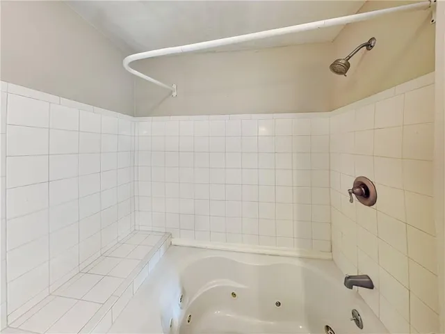 a bathroom with a bathtub