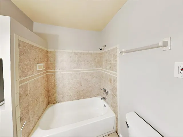 a bathroom with a bathtub