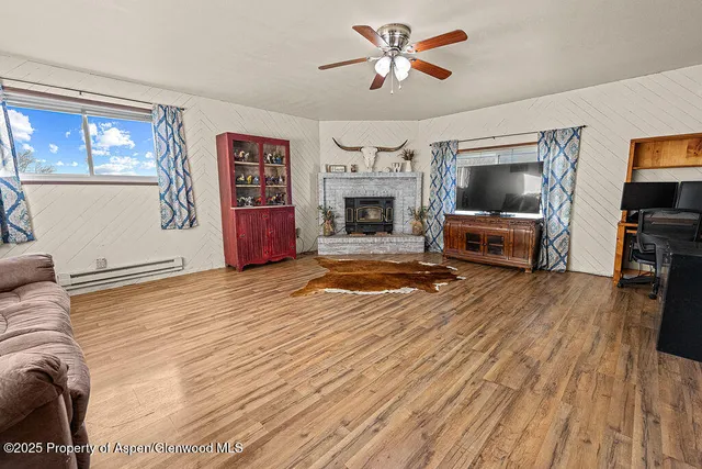 a view of a garage with storage