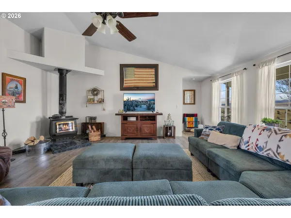 a living room with furniture and a couch