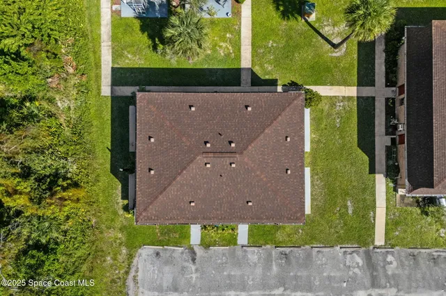 an aerial view of a house