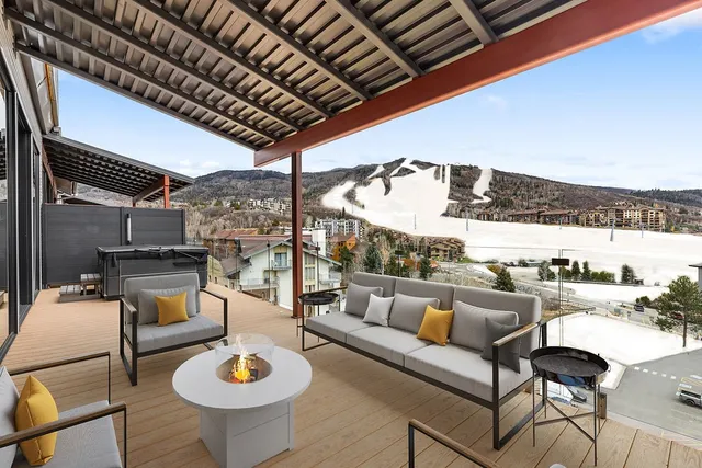 a outdoor space with patio furniture