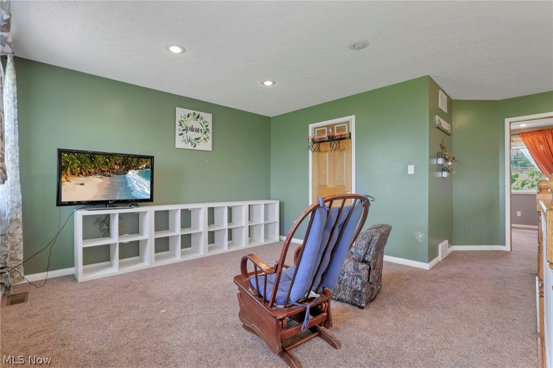 3483 Cooper Road Cumberland, OH 43732 - Photo 22 of 50 Living area with a textured ceiling and carpet floors