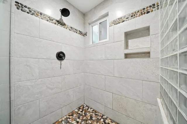 a bathroom with a shower