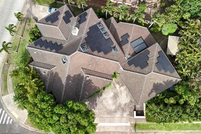 an aerial view of a house