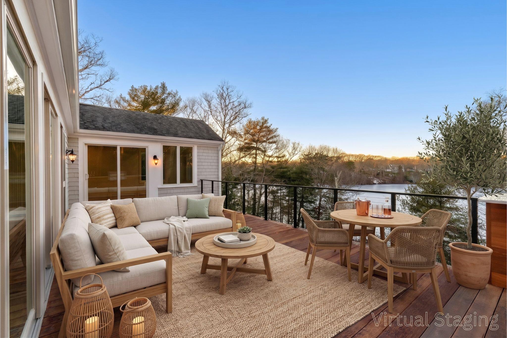 162 Main Street Osterville, MA 02655 - Photo 5 of 47 a balcony with couches potted plants and sky view