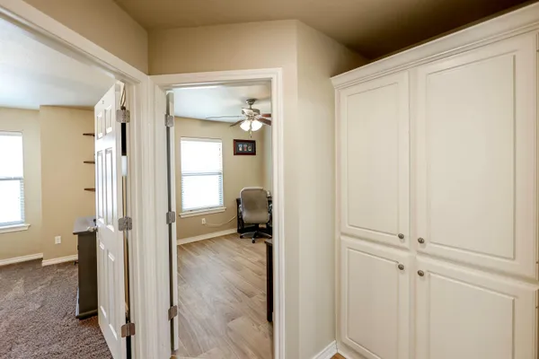 a view of a bathroom with a glass door shower