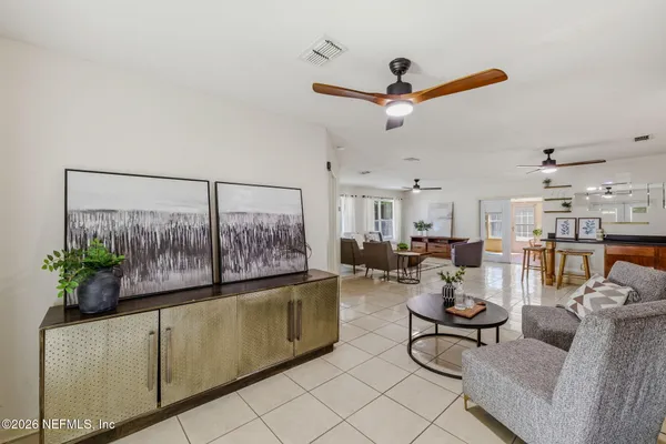 a living room with furniture