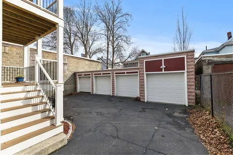 a view of a house with a garage