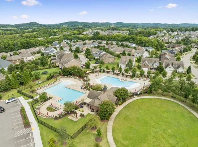a view of a park with a slide