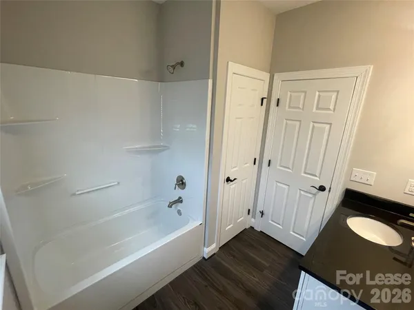 a bathroom with a bathtub