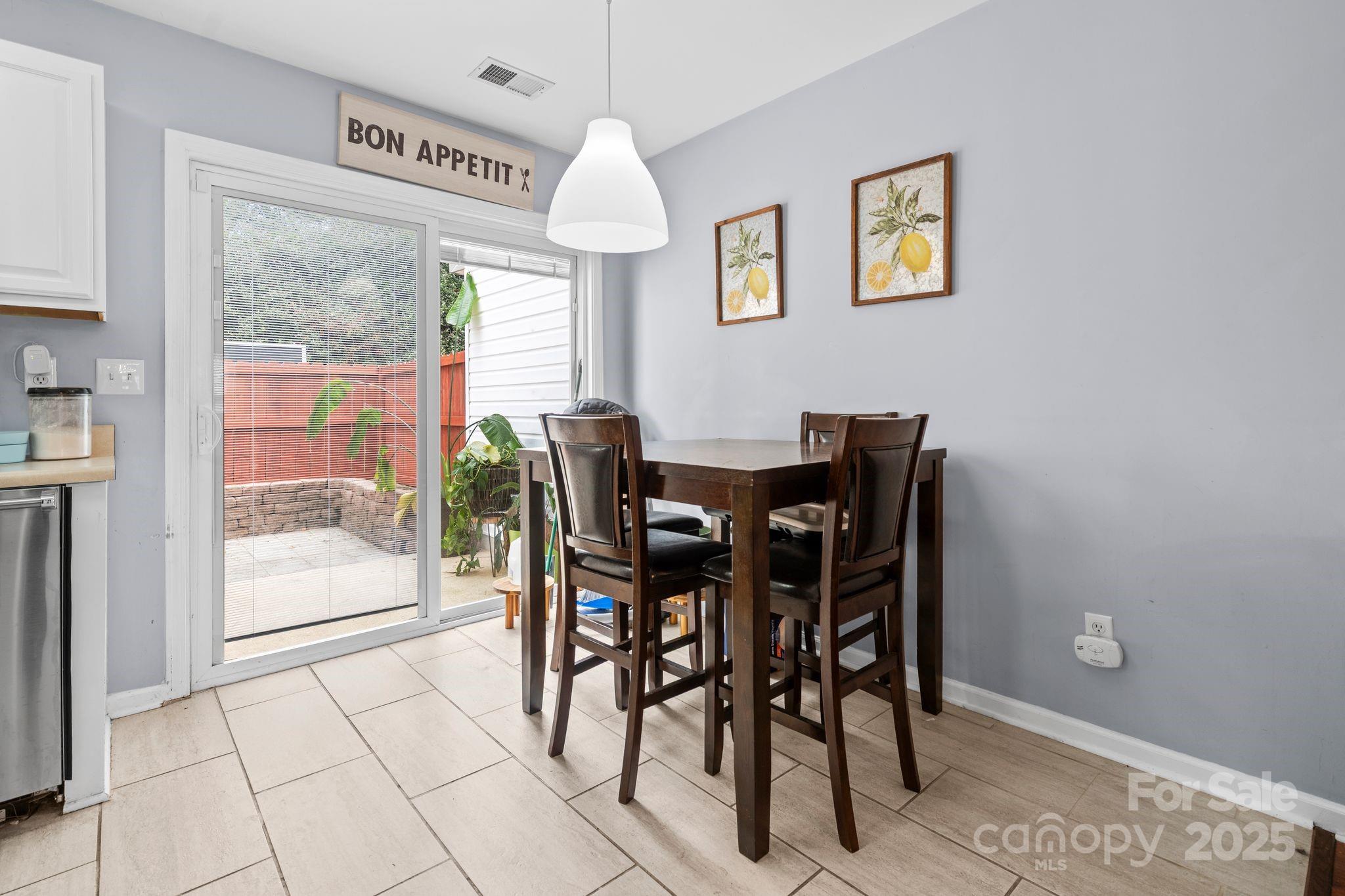 11643 Retriever Way Charlotte, NC 28269 - Photo 6 of 21 a view of a dining room with furniture and a floor to ceiling window