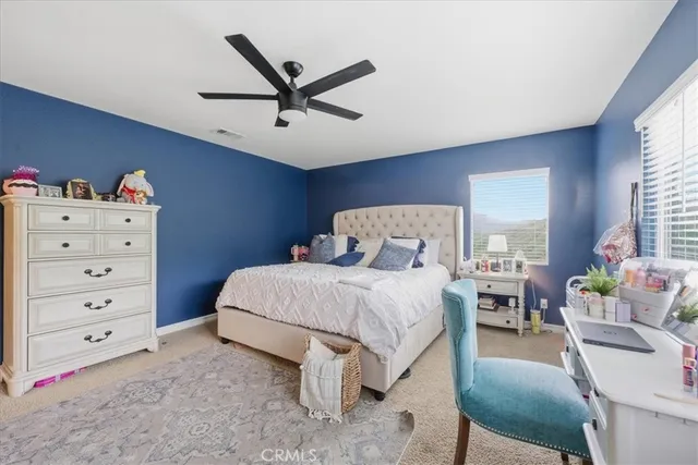 a bedroom with a bed and a dresser