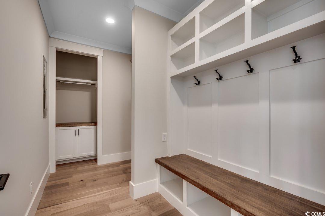 404 Plantation Oaks Drive Myrtle Beach, SC 29579 - Photo 16 of 29 Mudroom with light wood finished floors, baseboards, and recessed lighting
