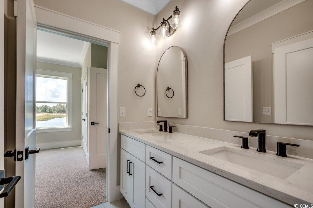 404 Plantation Oaks Drive Myrtle Beach, SC 29579 - Photo 21 of 29 Full bathroom featuring ornamental molding and double vanity