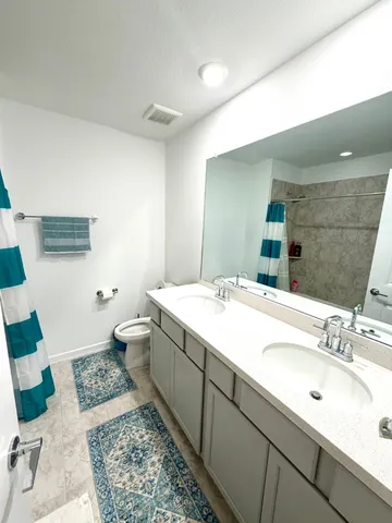 a bathroom with a bathtub