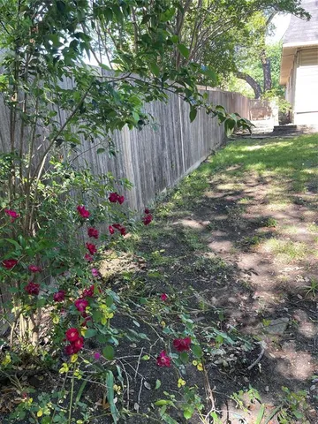 a view of a backyard with flowers