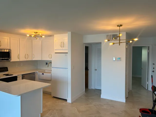 a view of a room with a window