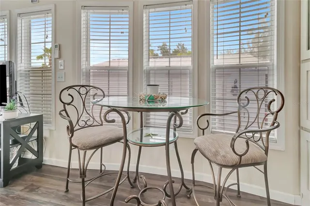 a table and chairs in a room