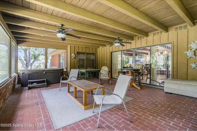 a outdoor space with lots of tables and chairs